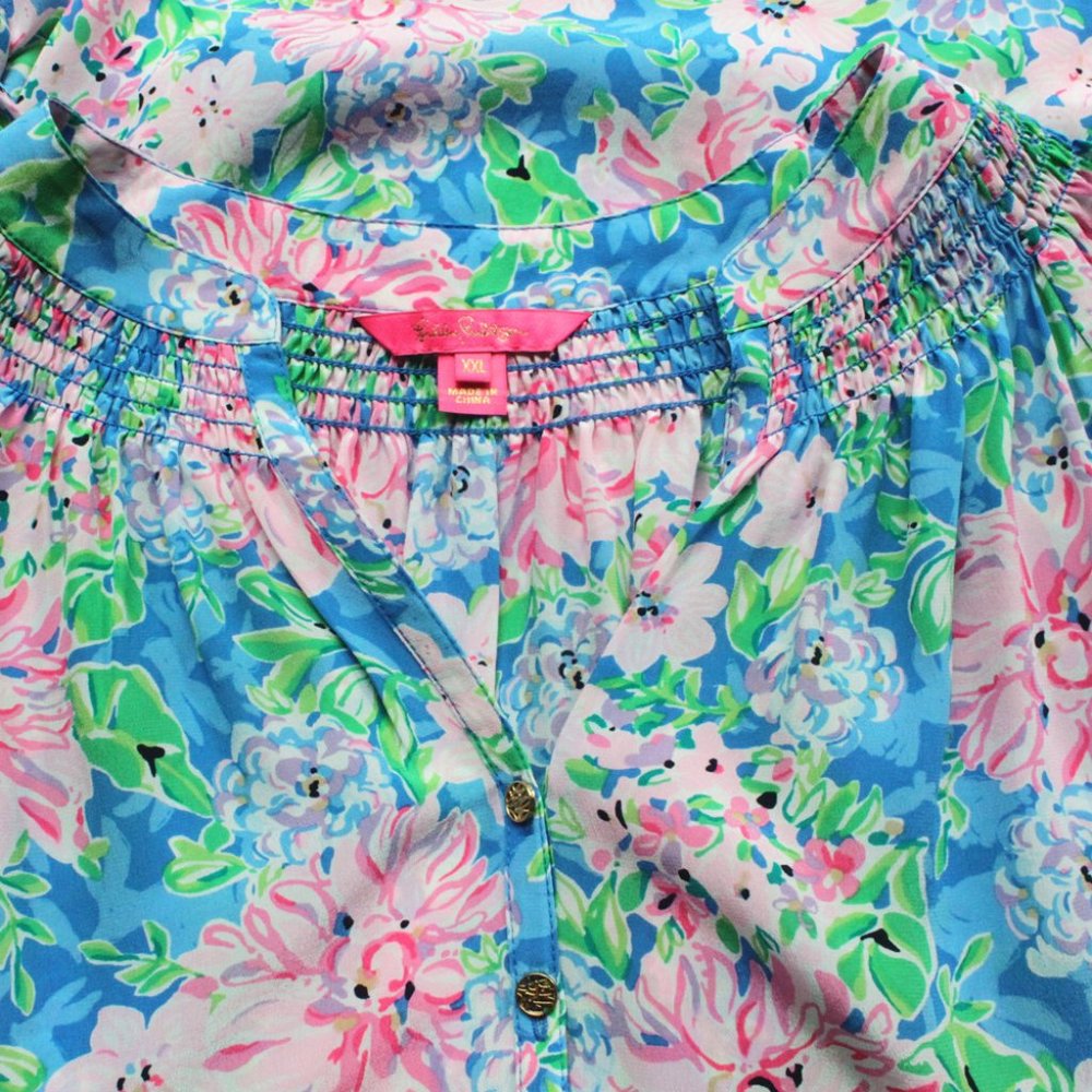 Lilly Pulitzer Elsa Silk Top, Multi Spring In Your Step - Picture 5 of 9